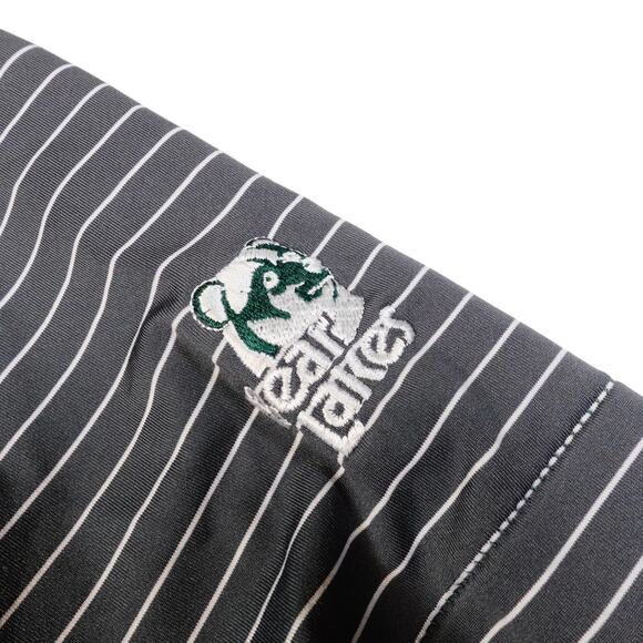 Peter Millar Mens Green Striped EMBROIDERED BACK Golf Polo Shirt Bear Lake Small - Picture 5 of 8